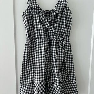 Express Black and White Gingham Spaghetti Strap Sundress